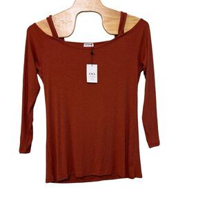 Revolve LNA Amber Rib Women's Plus Size‎ 3X Cinnabar Long-sleeve Top Made in USA